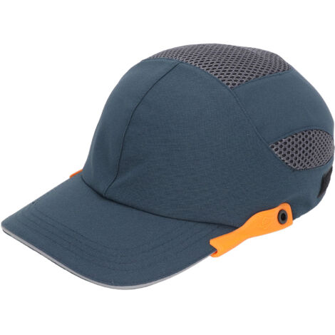 Casquette de sécurité avec visière, ajustable et respirante pour le sport et le travail, bleue à bordure orange
