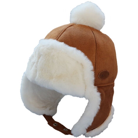 Casquette de soldat d'hiver Ushanka pour bébé garçon, chapeau de trappeur unisexe pour enfants, marron