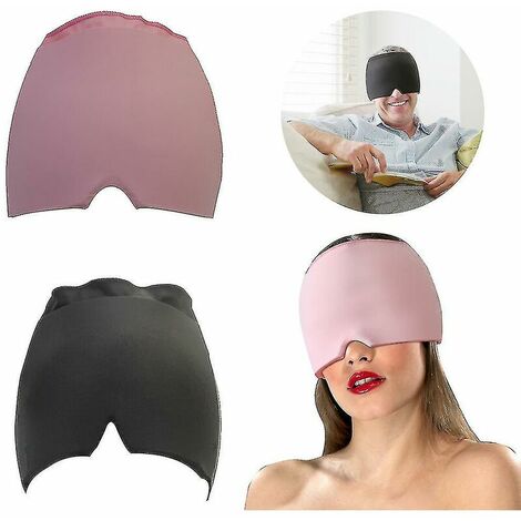 Casquette de soulagement des maux de tête et de la migraine, masque de glace pour les maux de tête, chapeau de glace pour le soulagement du masque de sommeil,Rose,11