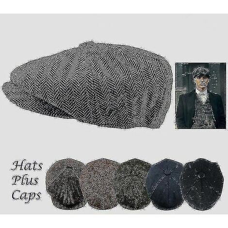 Casquette gavroche Peaky Blinders pour homme, en laine mélangée à chevrons, gris foncé, idéale pour l'hiver.
