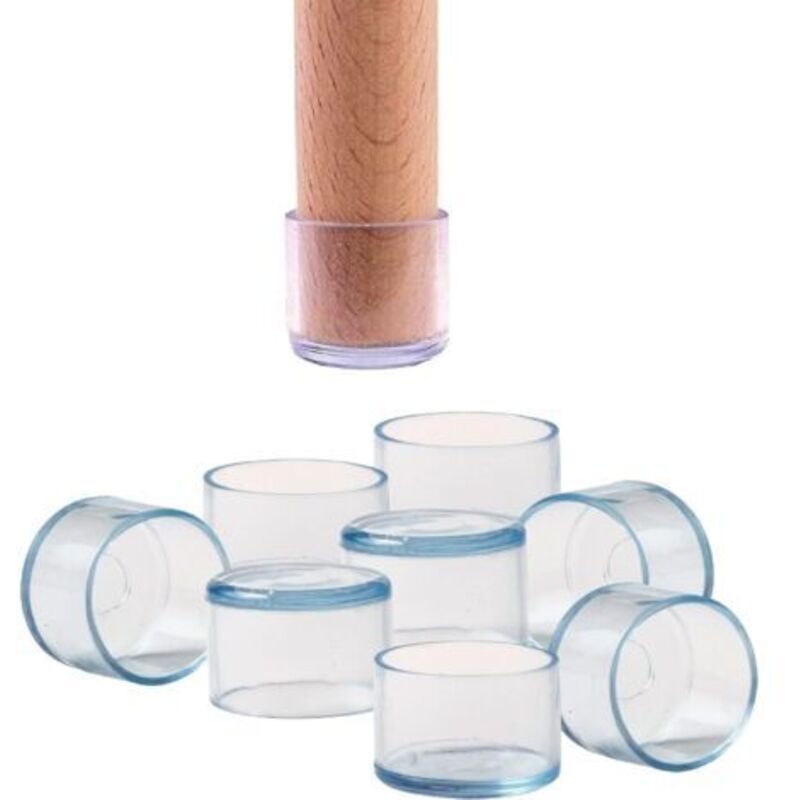 Casquettes en Silicone pour Chaises et Meubles - 16 Pièces - pour Jambes en Bois, et Tables - Anti-Rayures et Antibruit - 20 mm - Transparent