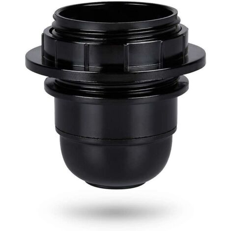 Casquillo de rosca E27 negro - Portalámparas E27 con anillo de plástico - Portalámparas E27 - Soporte para bombillas E27 para lámparas de techo y colgantes - Portalámparas E27 [Clase energética A++]