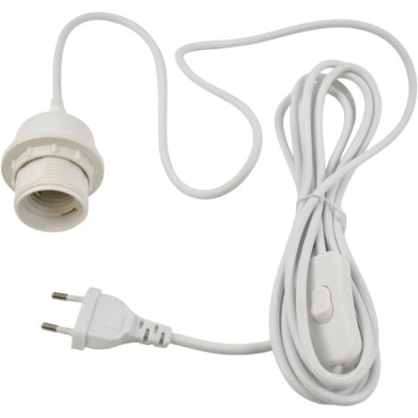 Casquillo E27 Con Cable De PVC, Interruptor Y Enchufe - Blanco