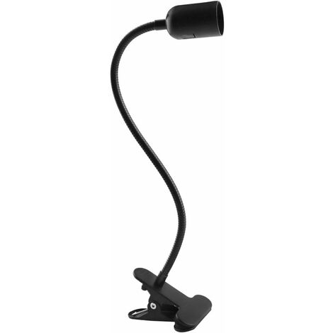 Casquillo E27 de un cabezal con clip, cable con interruptor ON/OFF y enchufe europeo, casquillo E27 con clip de cuello de cisne giratorio de 360° para luz de lectura, plantas, tortugas, manicura, acua