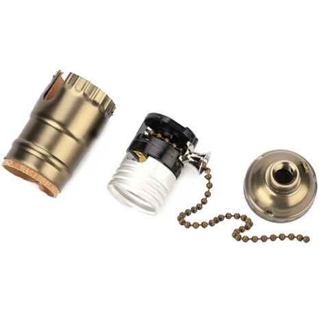 Casquillo E27 vintage de bronce y aluminio con interruptor de cadena para lámpara de escritorio – modelo M10, 250 W