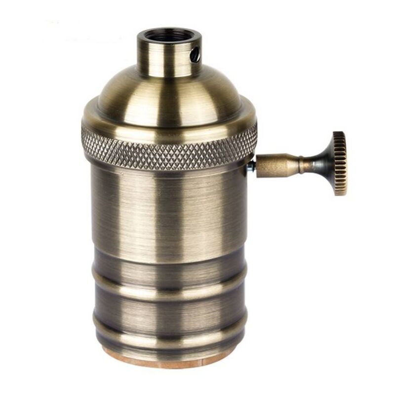 

Barcelona Led - Casquillo portalámpara Retro vintage acabado bronce con interruptor E27
