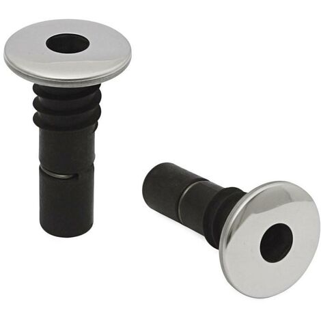 casquillo rosca madera embutir, de plástico para mecanismos de sofás intra  con tapa embellecedora inox.