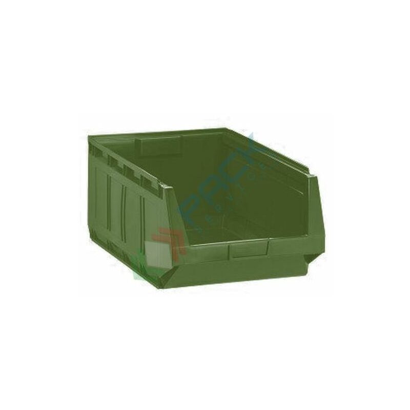 Image of Mobil Plastic - Cassa bocca di lupo sovrapponibile in plastica (hdpe), capacità 52 Lt, mis. 363 l x 580 p x 250 h mm, colore verde - Verde