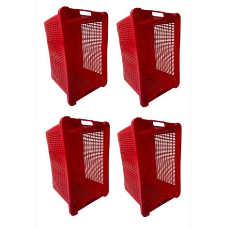 Cassa Cassetta agricola ortofrutta Salvaspazio 52x29x42H cm ROSSA FONDO CHIUSO 4 PEZZI