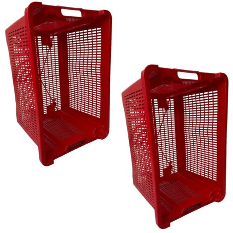 Cassa Cassetta agricola ortofrutta Salvaspazio 52x29x42H cm ROSSA FONDO FORATO 2 PEZZI