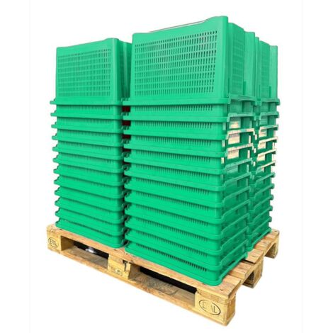 Cassa Cassetta agricola ortofrutta Salvaspazio 52x29x42H cm VERDE FONDO CHIUSO 48 PEZZI