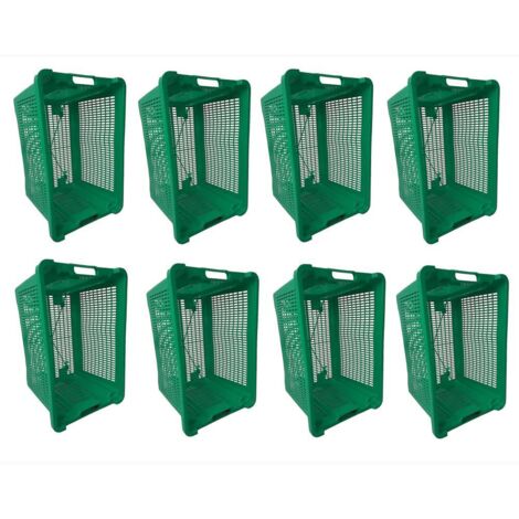 Cassa Cassetta agricola ortofrutta Salvaspazio 52x29x42H cm VERDE FONDO FORATO 8 PEZZI