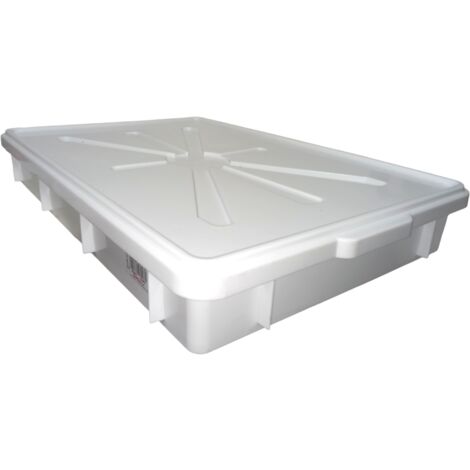 Cassa chiusa coperchio e manici box da trasporto conservazione in frigo alimenti bianco litri 19 Sovrapponibile e Impilabile in Polipropilene impasti pizza focacce pane certificata