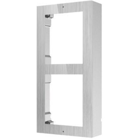 Cassa di distribuzione superficiale per videoportieri Hikvision fino a 2 moduli in alluminio aeronautico con pannello in acciaio inox, compatibile con moduli Hikvision