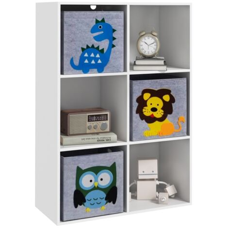Cassa portagiocattoli per bambini con 3 cassetti in tessuto non tessuto, 61,8 x 29,9 x 91,5 cm, bianco