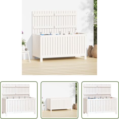 Cassa portaoggetti - Contenitore da Giardino Bianco 121x55x64 cm Legno Massello Pino