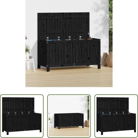 Cassa portaoggetti - Contenitore da Giardino Nero 121x55x64cm Legno Massello di Pino