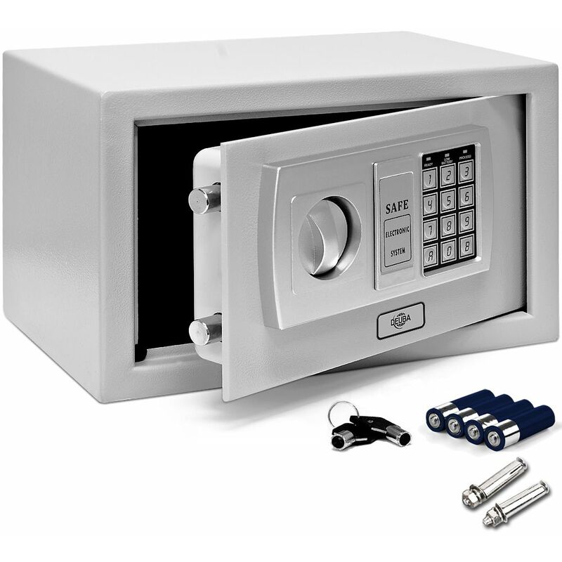 Image of DEUBA® Cassaforte elettronica a combinazione con 4 batterie Cassetta sicurezza Hotel Ufficio Gioielli Codice di sicurezza Argento