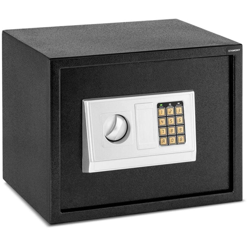 Image of Cassaforte elettronica digitale a combinazione programmabile chiavi di emergenza batterie incluse in acciaio - 38 x 30 x 30 cm