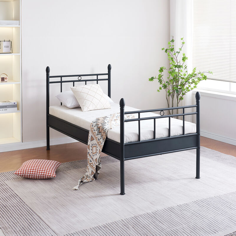 Mobilier Deco - cassandra - Lit simple en métal noir 90x200 cm