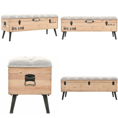 Cassapanca 110 cm in Legno Massello di Abete - Panca vintage - Pouf in legno