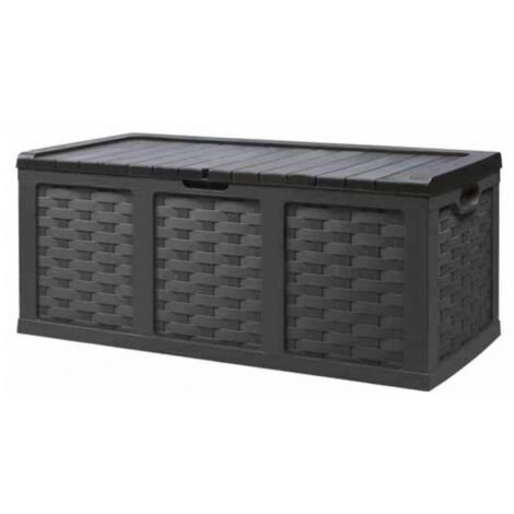 Cassapanca Baule in Plastica Rattan Marrone 157,5 x 75 x 63,5 cm