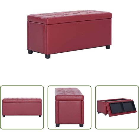 Cassapanca con coperchio - Cassapanca 87,5 cm Rosso Vino in Similpelle