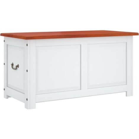 Cassapanca con Coperchio Marrone e Bianco Legno Massello Acacia vidaXL