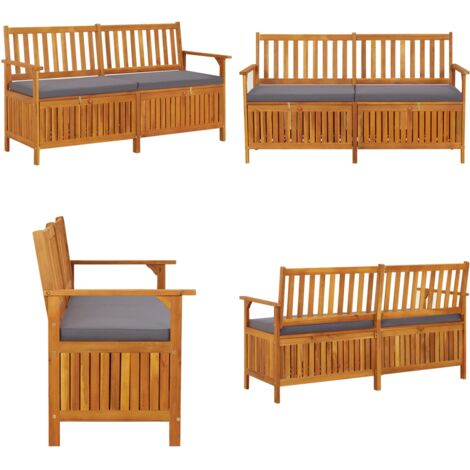 Cassapanca con Cuscino 148 cm in Legno Massello di Acacia - Cassapanca esterna - Cassapanca da giardino