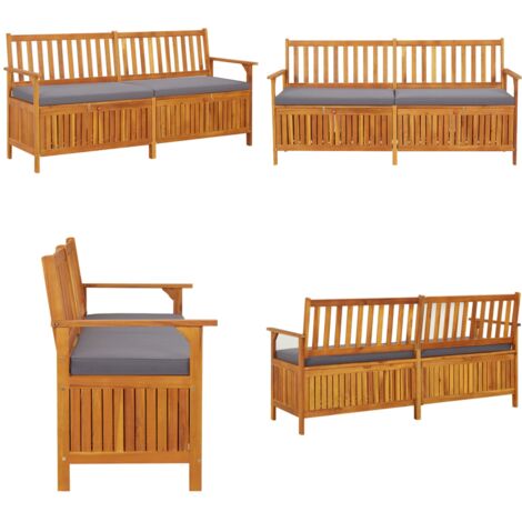 Cassapanca con Cuscino 170 cm in Legno Massello di Acacia - Cassapanca esterna - Cassapanca da interno