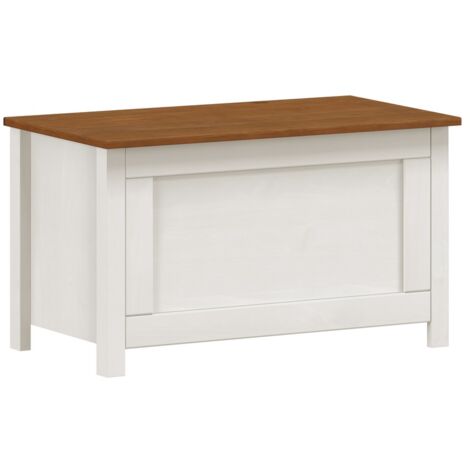 Cassapanca contenitore 80x45 cm in legno bianco/noce