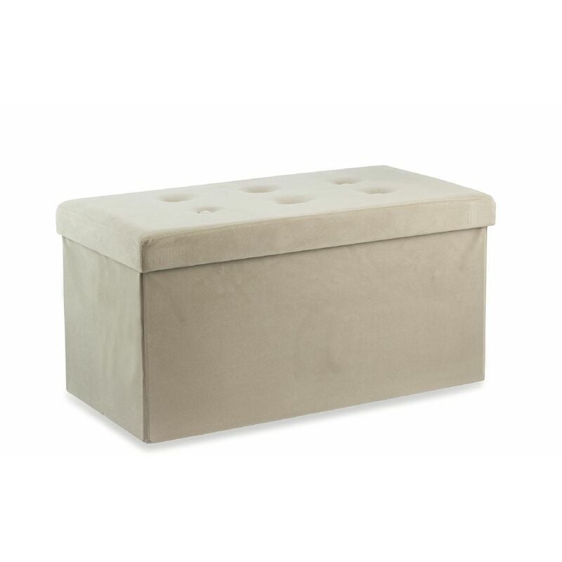 Cassapanca contenitore pieghevole multiuso da interno in mdf rivestito in tessuto effetto velluto Foldy Box - Beige