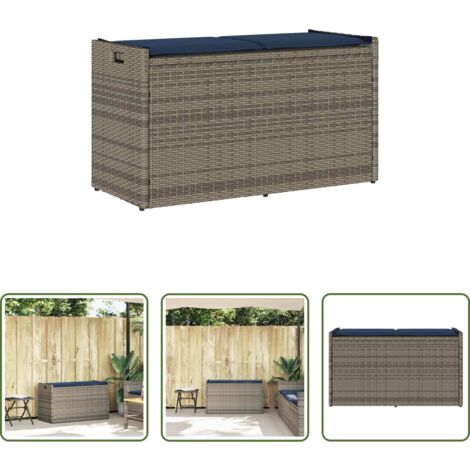 Cassapanca da esterno - Cassapanca da Esterno con Cuscino Grigia 100 cm in Polyrattan