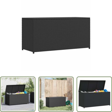 Cassapanca da giardino -  Baule da Giardino Nero 120x50x60 cm in Polyrattan