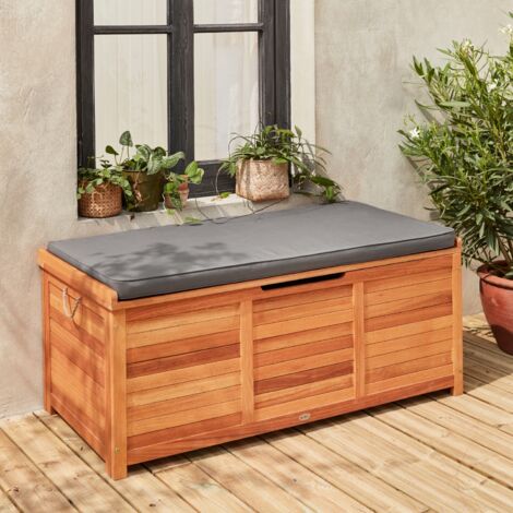 Cassapanca da giardino in legno con maniglie, 200L
