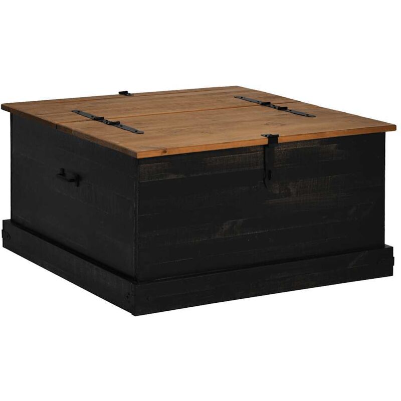 Cassapanca Halden Nero 91x91x47 Cm In Legno Massello Di Pino Vidaxl