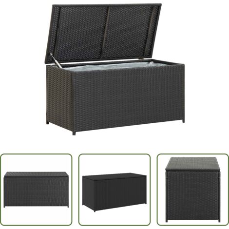Cassapanca in polyrattan -  Baule da Giardino in Polyrattan 100x50x50 cm Nero
