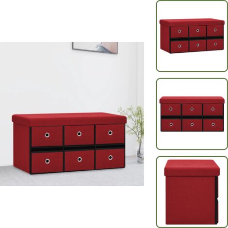 Cassapanca in simil lino - vidaXL Cassapanca Pieghevole Rosso Vino 76x38x38 cm in Simil Lino - Cassapanca morbida