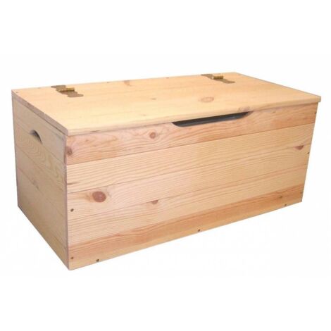 DELTA TRADE Cassapanca Large in legno di abete naturale levigato cm 100x40x50h baule rettangolare