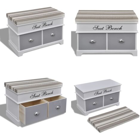 Cassapanca per Ingresso con Cuscino Grigio e 2 Cassetti - Cassapanca con cuscino - Stoccaggio in casa