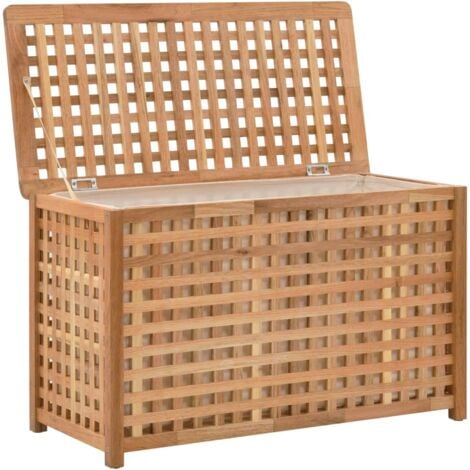 Cassapanca per la biancheria 77,5 x 37,5 x 46,5 cm in legno massello di noce