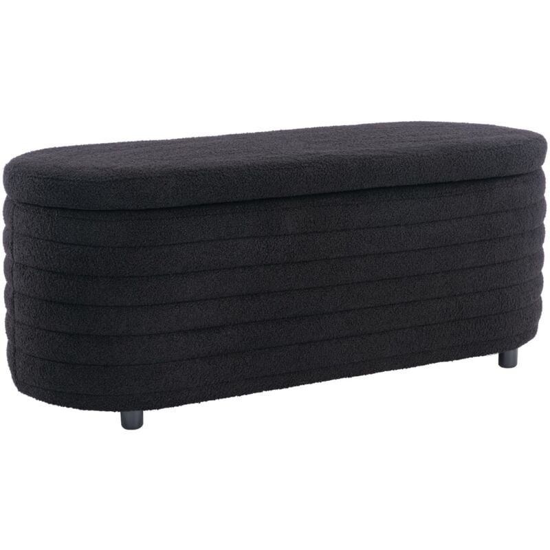 Cassapanca Pouf Panca Contenitore da interno Panca Fondo letto in Pelliccia per Soggiorno, Nero