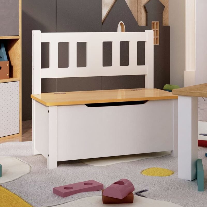 Cassapanca pour la porte de banc pour enfants Jouet en bois chambre pour enfants Couleur : Blanc et chêne
