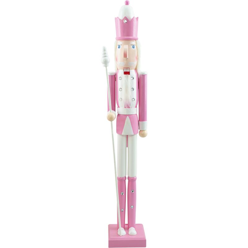 Casse-Noisette en Bois Soldat 90H 433018 Décorations de Noël Rose avec Sceptre