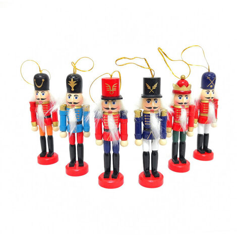 Casse-Noisette Soldat Décorations de 6 pièces Versailles Noël Casse-Noisette Soldat en Bois 12cm Noël Casse-Noisette Ornement Marionnette de Soldat pour Arbre De Noël,Décorations de Noël