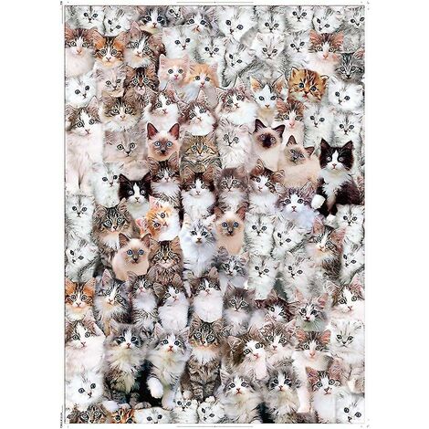 Casse-tête 1000 pièces. Puzzle Adulte Chat. Jeu occasionnel de casse-tête. 70 x 50 cm
