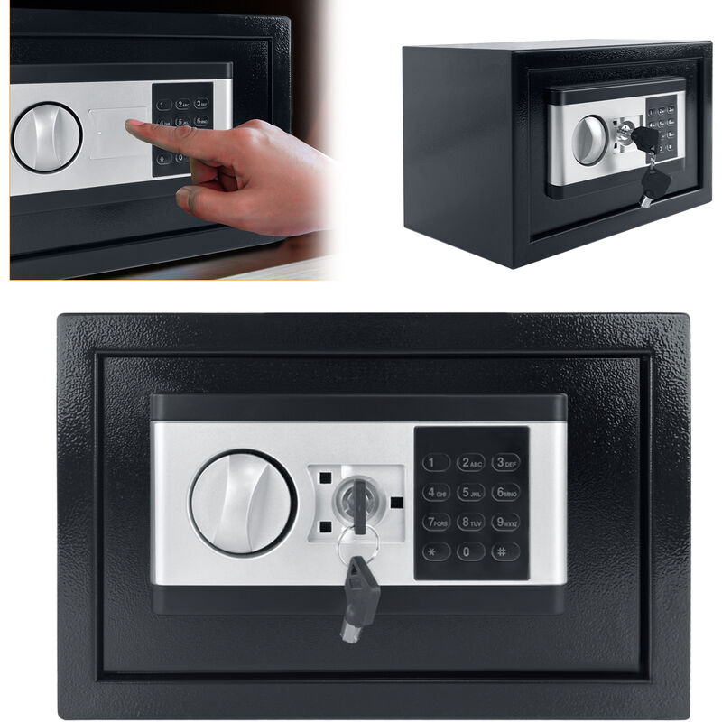 Image of Casseforti Cassaforte, cassaforte elettronica a muro 34L, cassaforte per mobili con serratura a combinazione e chiave, 38x30x30cm Hengmei