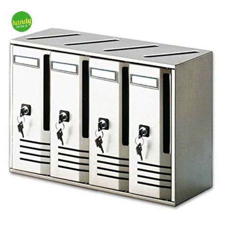 Cassellario postale Alubox cubo 4 cassette argento