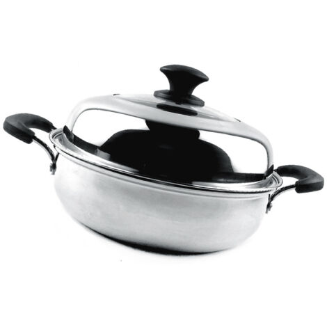 Casserole à Vapeur Professionnelle en Acier Inoxydable Renforcé à Induction 30cm (11.8in) avec Plaque de Vapeur