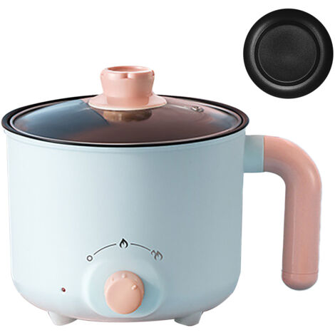 Casserole Électrique Mini avec Chauffe Rapide et Protection Anti-Sèche - Autocuiseur à Nouilles Antiadhésif Inclus (Marmite Vapeur Inox)